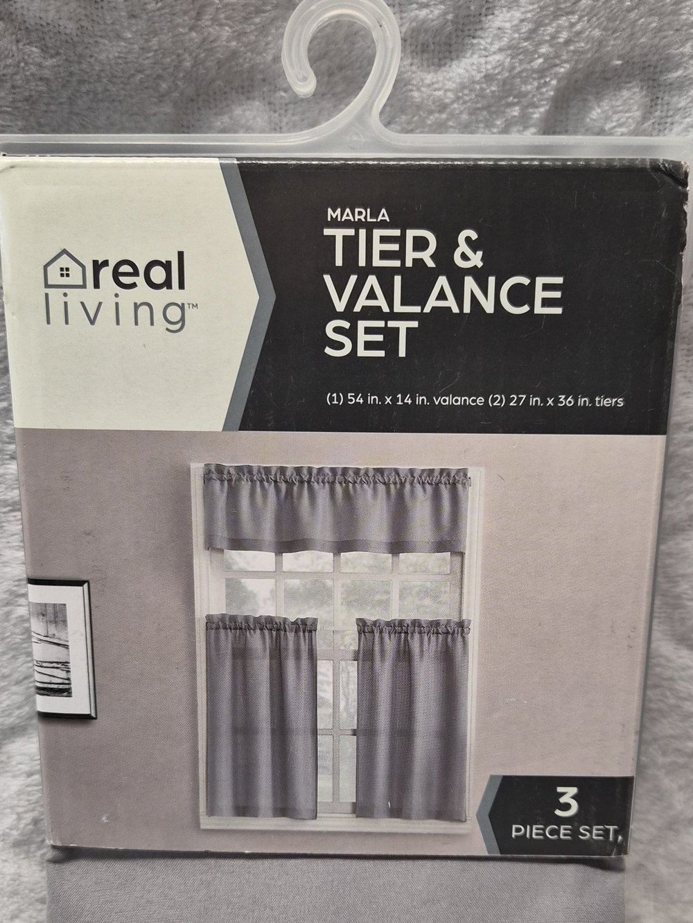 Marla Gray Tier & Valance Set - 3 Piece